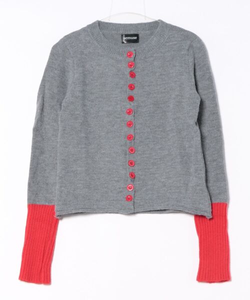 semuse(セミューズ)の「配色袖ボタンデザインニットカーディガン(カーディガン/ボレロ・レディース・レッド/ブルー/イエロー・FREE)」の8枚目の写真