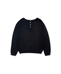 Soft Henley Neck Knit (Black)