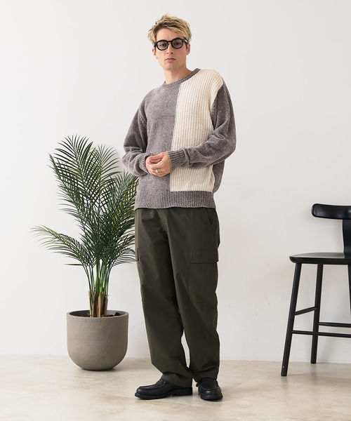 Blue Standard （ブルースタンダード）の「【BLUE STANDARD/ブルースタンダード】モール切り替えニット セーター 冬服 防寒 暖服（ニット/セーター・メンズ・ネイビー/アイボリー/ブラック/グレー・X-LARGE/MEDIUM/LARGE）」の22枚目の写真