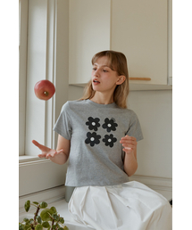 ANC FLOWER COMBI T-SHIRT_GREY