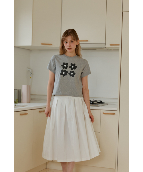 ANOETIC(アノエティック)の「ANC FLOWER COMBI T-SHIRT_GREY(Tシャツ/カットソー・レディース・グレー・FREE)」の5枚目の写真