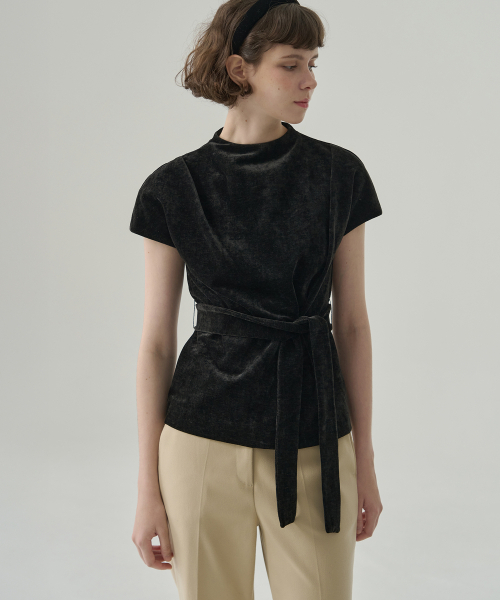 DRAWFIT WOMEN（ドローフィットウーマン）の「ディリア タック ベルベットトップ [ASH BROWN]（その他トップス・レディース・その他・SMALL/MEDIUM）」の4枚目の写真