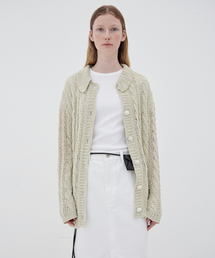 Loose Cable Knit Cardigan - Sage Mint