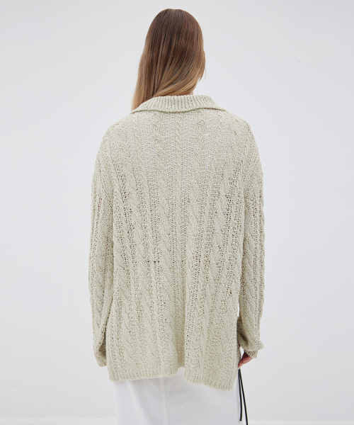 LEVAR(レバー)の「Loose Cable Knit Cardigan - Sage Mint(ニット/セーター・レディース・ライトグリーン・FREE)」の3枚目の写真