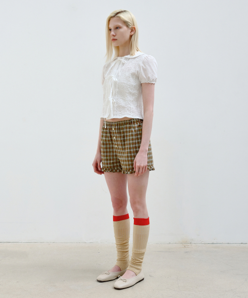 AOPT(アオプト)の「CHECK FRILL SHORTS - BROWN(その他パンツ・レディース・その他・MEDIUM)」の3枚目の写真