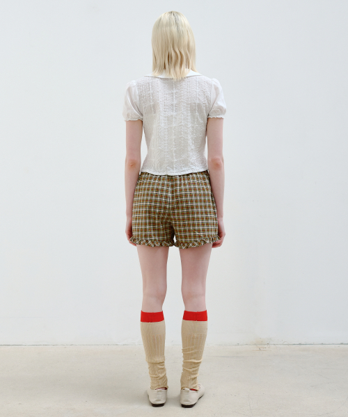 AOPT(アオプト)の「CHECK FRILL SHORTS - BROWN(その他パンツ・レディース・その他・MEDIUM)」の4枚目の写真