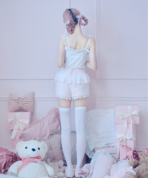 Fiorforte(フィオルフォルテ)の「frill ribbon knit camisole(キャミソール・レディース・ホワイト/ピンク・FREE)」の8枚目の写真