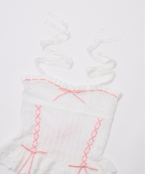 Fiorforte(フィオルフォルテ)の「frill ribbon knit camisole(キャミソール・レディース・ホワイト/ピンク・FREE)」の19枚目の写真