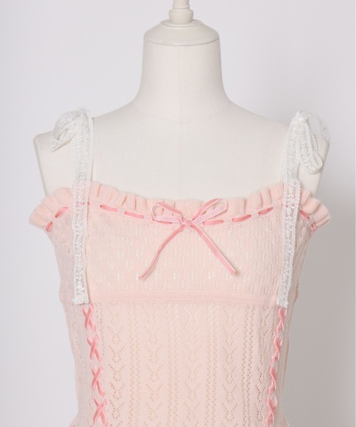 Fiorforte(フィオルフォルテ)の「frill ribbon knit camisole(キャミソール・レディース・ホワイト/ピンク・FREE)」の12枚目の写真