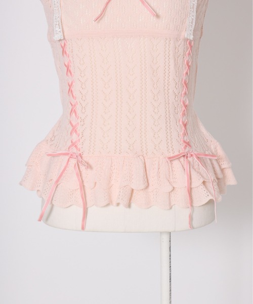 Fiorforte(フィオルフォルテ)の「frill ribbon knit camisole(キャミソール・レディース・ホワイト/ピンク・FREE)」の13枚目の写真