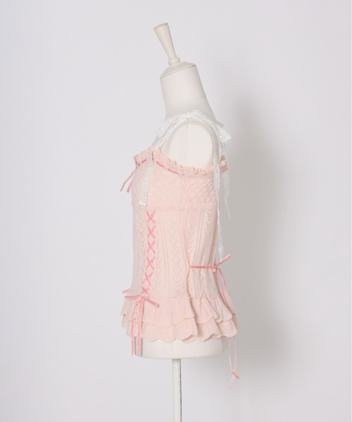 Fiorforte(フィオルフォルテ)の「frill ribbon knit camisole(キャミソール・レディース・ホワイト/ピンク・FREE)」の10枚目の写真