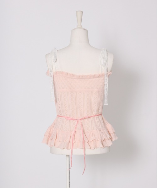 Fiorforte(フィオルフォルテ)の「frill ribbon knit camisole(キャミソール・レディース・ホワイト/ピンク・FREE)」の11枚目の写真