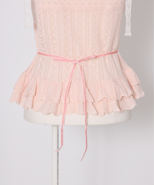 Fiorforte(フィオルフォルテ)の「frill ribbon knit camisole(キャミソール・レディース・ホワイト/ピンク・FREE)」の14枚目の写真