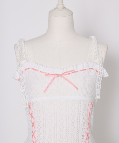 Fiorforte(フィオルフォルテ)の「frill ribbon knit camisole(キャミソール・レディース・ホワイト/ピンク・FREE)」の17枚目の写真