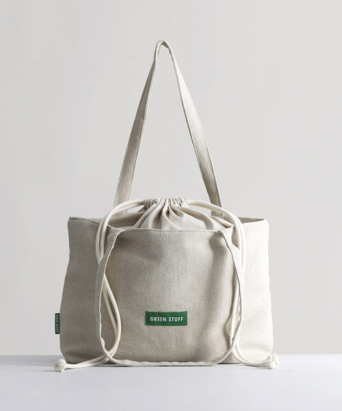 GREEN STUFF（グリーンスタッフ）の「boat string bag 66 linen - beige M（エコバッグ/サブバッグ・レディース・その他・FREE）」の7枚目の写真