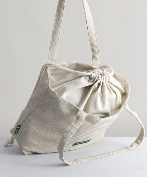 GREEN STUFF（グリーンスタッフ）の「boat string bag 66 linen - beige M（エコバッグ/サブバッグ・レディース・その他・FREE）」の8枚目の写真