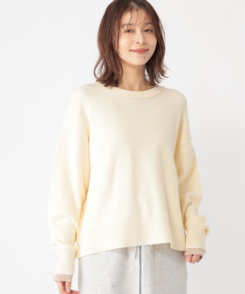 studio CLIP（スタディオクリップ）の「12ゲージ配色レイヤープルオーバー（ニット/セーター・レディース・オフホワイト/ネイビー・FREE）」の2枚目の写真