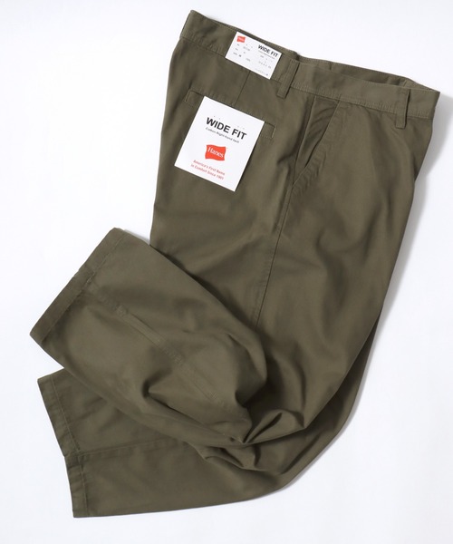 HANES(ヘインズ)の「Hanes/へインズ WIDE FIT CHINO PANTS/ワイドフィット ストレート ノータック チノパンツ/レディース メンズ(チノパンツ・メンズ・ブラック/ベージュ/カーキ・LL/S/M/L)」の3枚目の写真