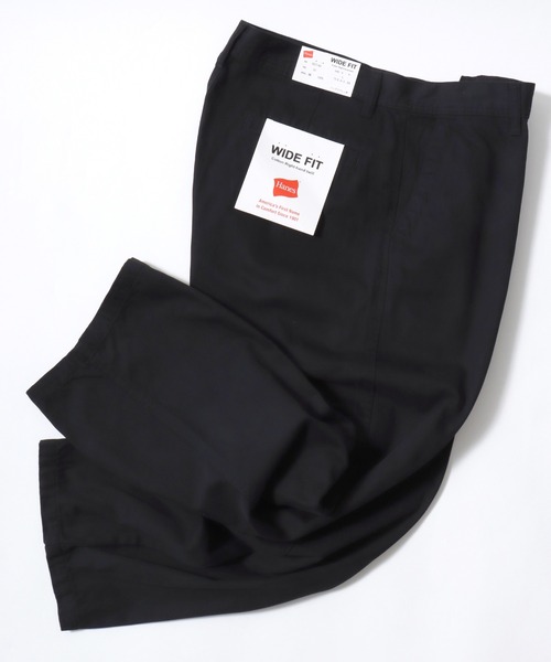 HANES(ヘインズ)の「Hanes/へインズ WIDE FIT CHINO PANTS/ワイドフィット ストレート ノータック チノパンツ/レディース メンズ(チノパンツ・メンズ・ブラック/ベージュ/カーキ・LL/S/M/L)」の1枚目の写真