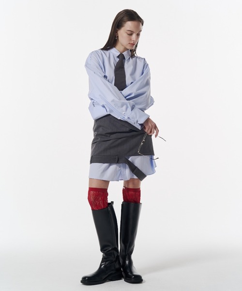 JOSE MOON（ジョゼムーン）の「LOW WEST CUTTING MINI SKIRT/ローウエストカッティングミニスカート（スカート・レディース・グレー/ブラック・38/36）」の21枚目の写真