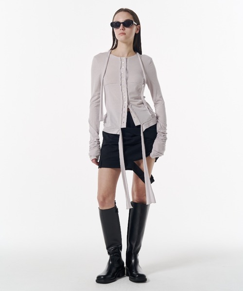 JOSE MOON（ジョゼムーン）の「LOW WEST CUTTING MINI SKIRT/ローウエストカッティングミニスカート（スカート・レディース・グレー/ブラック・38/36）」の11枚目の写真