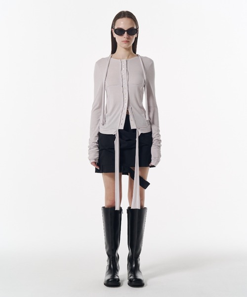 JOSE MOON（ジョゼムーン）の「LOW WEST CUTTING MINI SKIRT/ローウエストカッティングミニスカート（スカート・レディース・グレー/ブラック・38/36）」の7枚目の写真