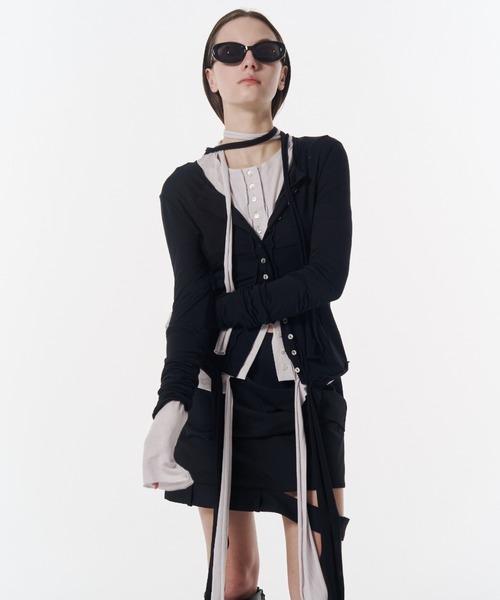 JOSE MOON（ジョゼムーン）の「LOW WEST CUTTING MINI SKIRT/ローウエストカッティングミニスカート（スカート・レディース・グレー/ブラック・38/36）」の13枚目の写真