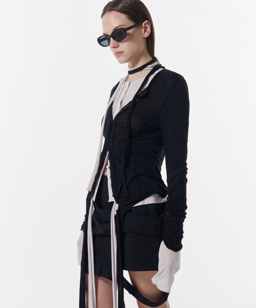 JOSE MOON（ジョゼムーン）の「LOW WEST CUTTING MINI SKIRT/ローウエストカッティングミニスカート（スカート・レディース・グレー/ブラック・38/36）」の15枚目の写真