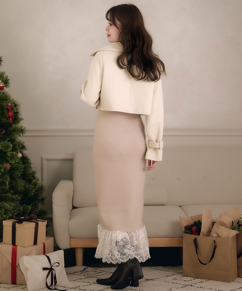 fupel(フぺル)の「lace docking ensemble knit onepiece / レースドッキングアンサンブルニットワンピース(ワンピース・レディース・ブラック/ベージュ・FREE)」の12枚目の写真