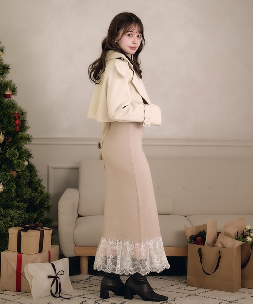 fupel(フぺル)の「lace docking ensemble knit onepiece / レースドッキングアンサンブルニットワンピース(ワンピース・レディース・ブラック/ベージュ・FREE)」の9枚目の写真