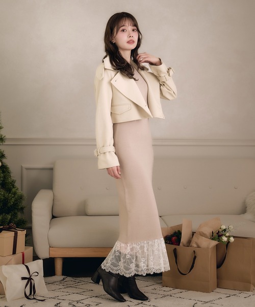 fupel(フぺル)の「lace docking ensemble knit onepiece / レースドッキングアンサンブルニットワンピース(ワンピース・レディース・ブラック/ベージュ・FREE)」の10枚目の写真