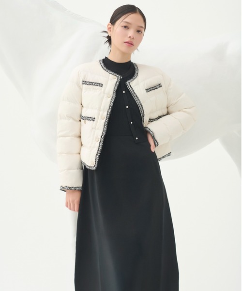 CELFORD(セルフォード)の「Premiumスプリングプレートパターンニットアップ(ワンピース・レディース・アイボリー/ブラック/サックスブルー・38/36)」の4枚目の写真