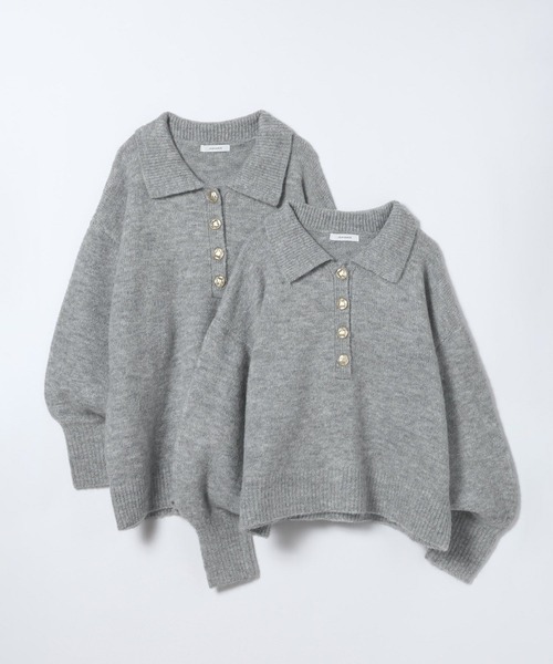 JEANASIS（ジーナシス）の「【選べる着丈】7Gアルパカブレンドポロニット/638829（ニット/セーター・レディース・ライトブルー/グレー/ブラック系その他/ピンクベージュ・MEDIUM/LARGE）」の10枚目の写真