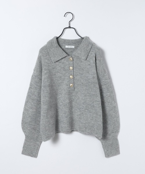 JEANASIS（ジーナシス）の「【選べる着丈】7Gアルパカブレンドポロニット/638829（ニット/セーター・レディース・ライトブルー/グレー/ブラック系その他/ピンクベージュ・MEDIUM/LARGE）」の11枚目の写真