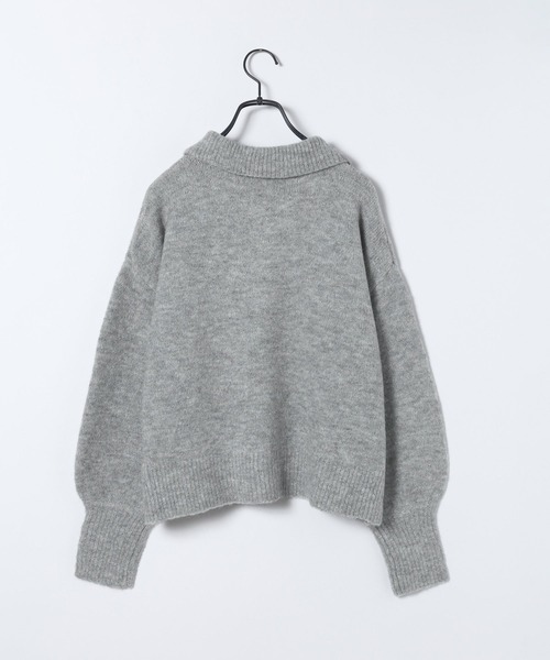 JEANASIS（ジーナシス）の「【選べる着丈】7Gアルパカブレンドポロニット/638829（ニット/セーター・レディース・ライトブルー/グレー/ブラック系その他/ピンクベージュ・MEDIUM/LARGE）」の12枚目の写真