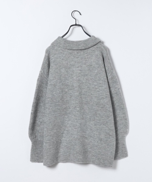 JEANASIS（ジーナシス）の「【選べる着丈】7Gアルパカブレンドポロニット/638829（ニット/セーター・レディース・ライトブルー/グレー/ブラック系その他/ピンクベージュ・MEDIUM/LARGE）」の14枚目の写真