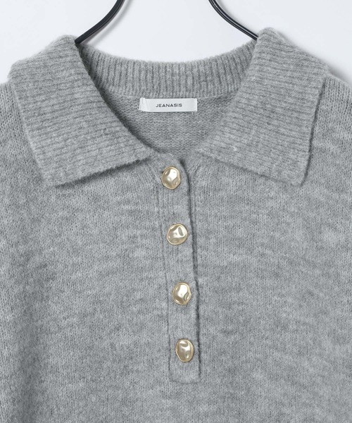 JEANASIS（ジーナシス）の「【選べる着丈】7Gアルパカブレンドポロニット/638829（ニット/セーター・レディース・ライトブルー/グレー/ブラック系その他/ピンクベージュ・MEDIUM/LARGE）」の15枚目の写真
