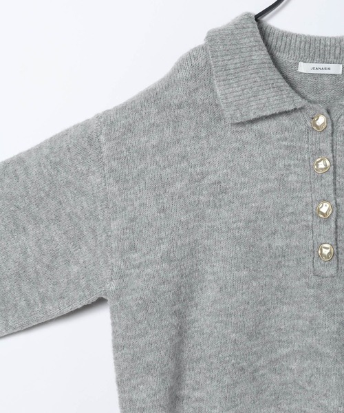 JEANASIS（ジーナシス）の「【選べる着丈】7Gアルパカブレンドポロニット/638829（ニット/セーター・レディース・ライトブルー/グレー/ブラック系その他/ピンクベージュ・MEDIUM/LARGE）」の16枚目の写真