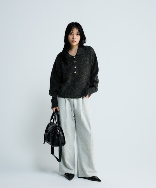 JEANASIS（ジーナシス）の「【選べる着丈】7Gアルパカブレンドポロニット/638829（ニット/セーター・レディース・ライトブルー/グレー/ブラック系その他/ピンクベージュ・MEDIUM/LARGE）」の10枚目の写真