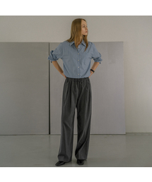 Pintuck string wide-pants [KNFW02PT03]_Deep gray