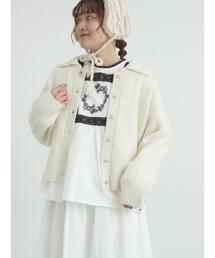 Samansa Mos2 | 襟付ニットカーディガン(カーディガン/ボレロ)