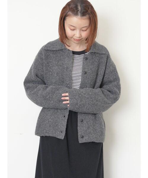 Samansa Mos2(サマンサ モスモス)の「襟付ニットカーディガン(カーディガン/ボレロ・レディース・オフホワイト/チャコールグレー/ベージュ/サックスブルー・F)」の1枚目の写真