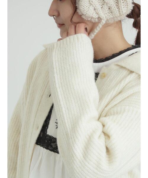 Samansa Mos2(サマンサ モスモス)の「襟付ニットカーディガン(カーディガン/ボレロ・レディース・オフホワイト/チャコールグレー/ベージュ/サックスブルー・F)」の12枚目の写真