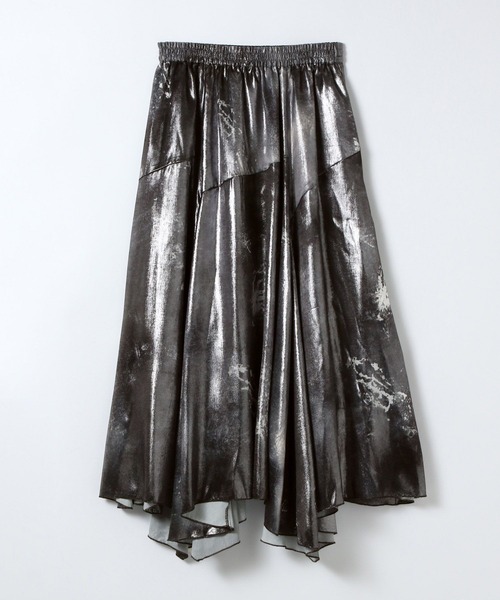 JEANASIS（ジーナシス）の「【選べる着丈】グロッシーイレヘムフレアスカート/646424（スカート・レディース・シルバー系その他/ブルー系その他/ピンク系その他/ブラック系その他・FREE/SMALL）」の4枚目の写真