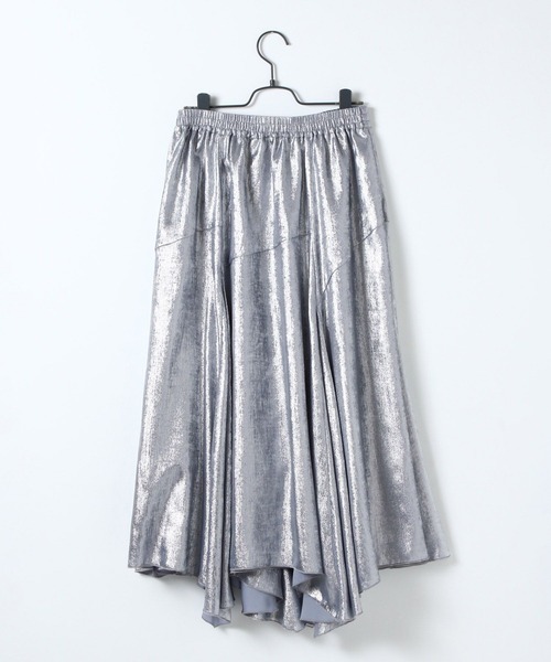 JEANASIS（ジーナシス）の「【選べる着丈】グロッシーイレヘムフレアスカート/646424（スカート・レディース・シルバー系その他/ブルー系その他/ピンク系その他/ブラック系その他・FREE/SMALL）」の5枚目の写真