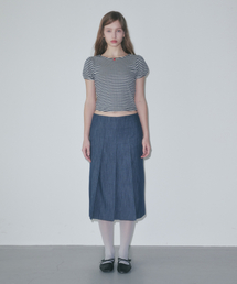 FUN FROM FUN（ファンフロムファン）の「PLEATS MIDI SKIRT, NAVY（スカート）」