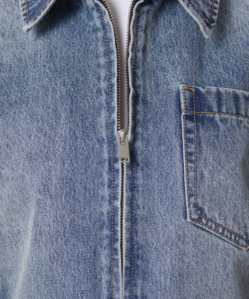 MUSINSA STANDARD WOMAN（ムシンサスタンダードウーマン）の「ウィメンズリラックスドクロップデニムジップアップジャケット[ライトインディゴ]（デニムジャケット・レディース・その他・M/S）」の5枚目の写真