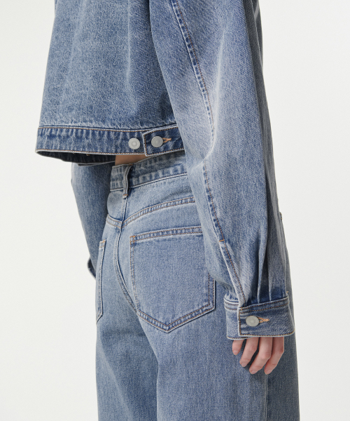 MUSINSA STANDARD WOMAN（ムシンサスタンダードウーマン）の「ウィメンズリラックスドクロップデニムジップアップジャケット[ライトインディゴ]（デニムジャケット・レディース・その他・M/S）」の8枚目の写真