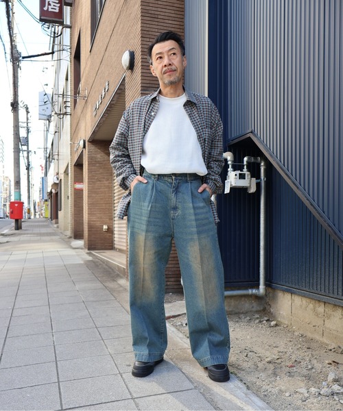 many men many mind（メニーメンメニーマインド）の「MANYMENMANYMINDS / 泥加工デニム/センタープレスパンツ（デニムパンツ・メンズ・サックスブルー/ブルー・X-LARGE/LARGE/MEDIUM）」の12枚目の写真