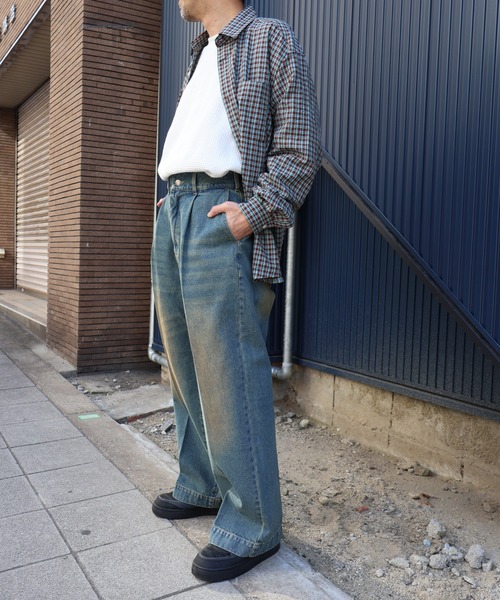 many men many mind（メニーメンメニーマインド）の「MANYMENMANYMINDS / 泥加工デニム/センタープレスパンツ（デニムパンツ・メンズ・サックスブルー/ブルー・X-LARGE/LARGE/MEDIUM）」の13枚目の写真